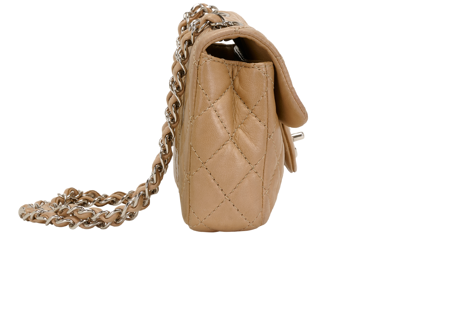 East-West Single Flap, &pound;1,800, Handbags, Beige, Leather, Side view